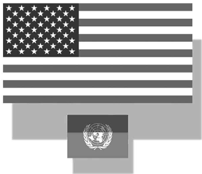 Graphic of US and UN flags