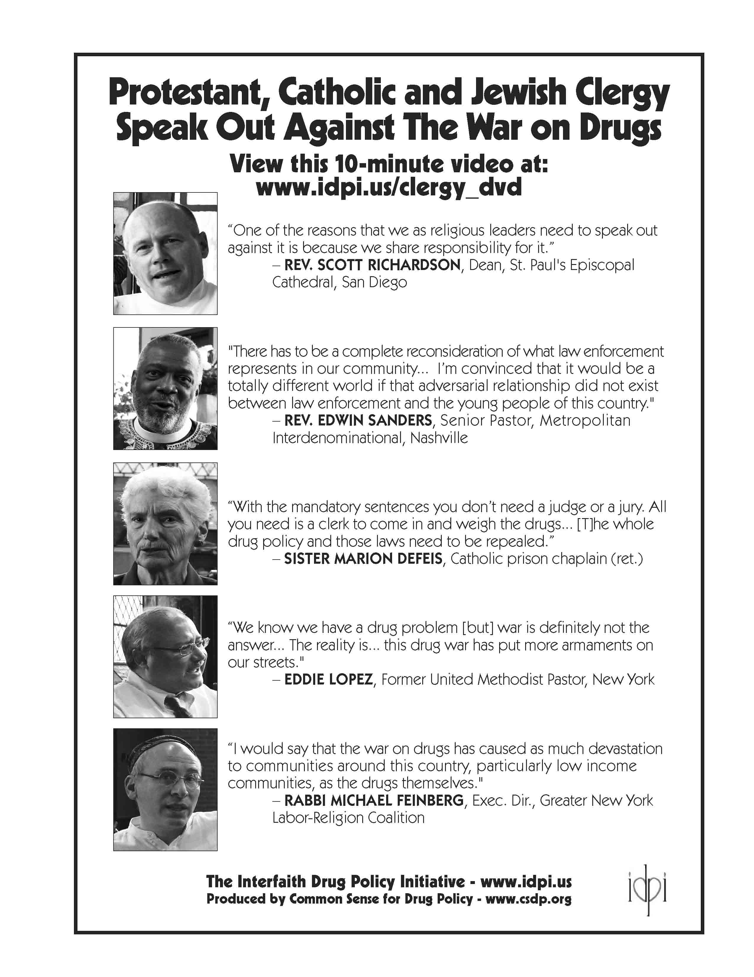 Protestant, Catholic and Jewish Clergy Speak Out Against The War On Drugs