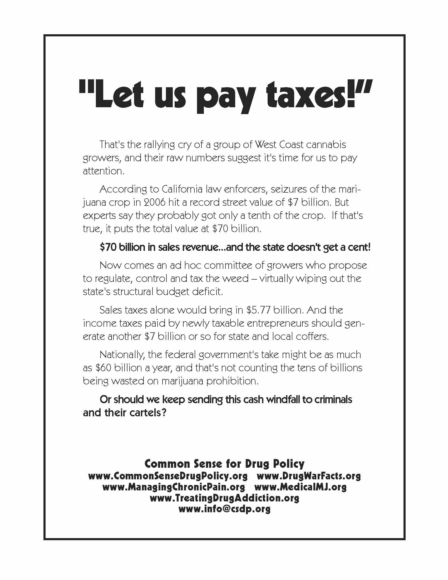 Let us pay taxes